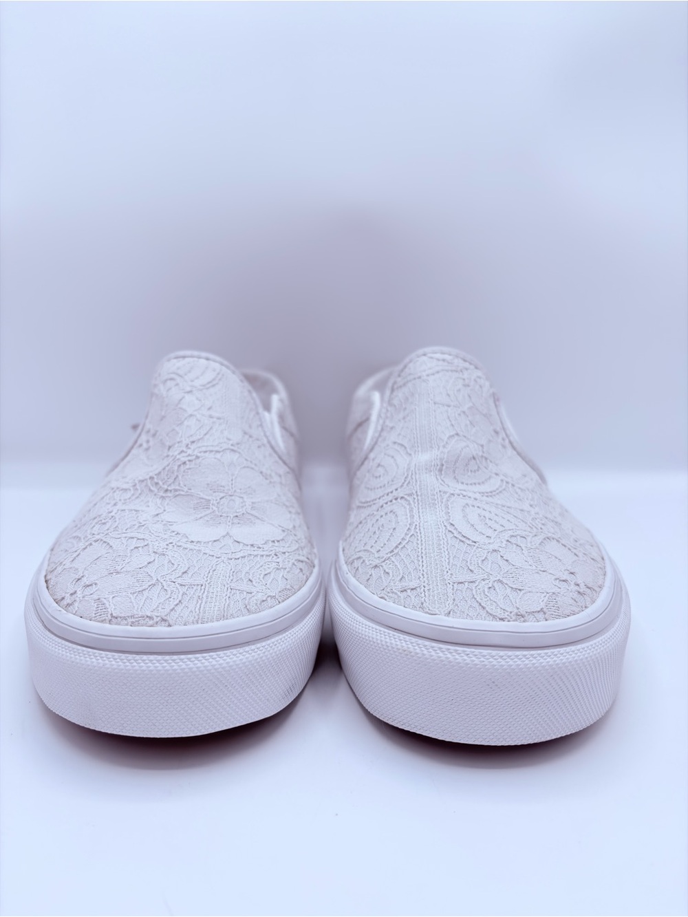 Vans Classic Slip-On Ivory Floral Lace Sneakers Women's 8.5 - Picture 9 of 15